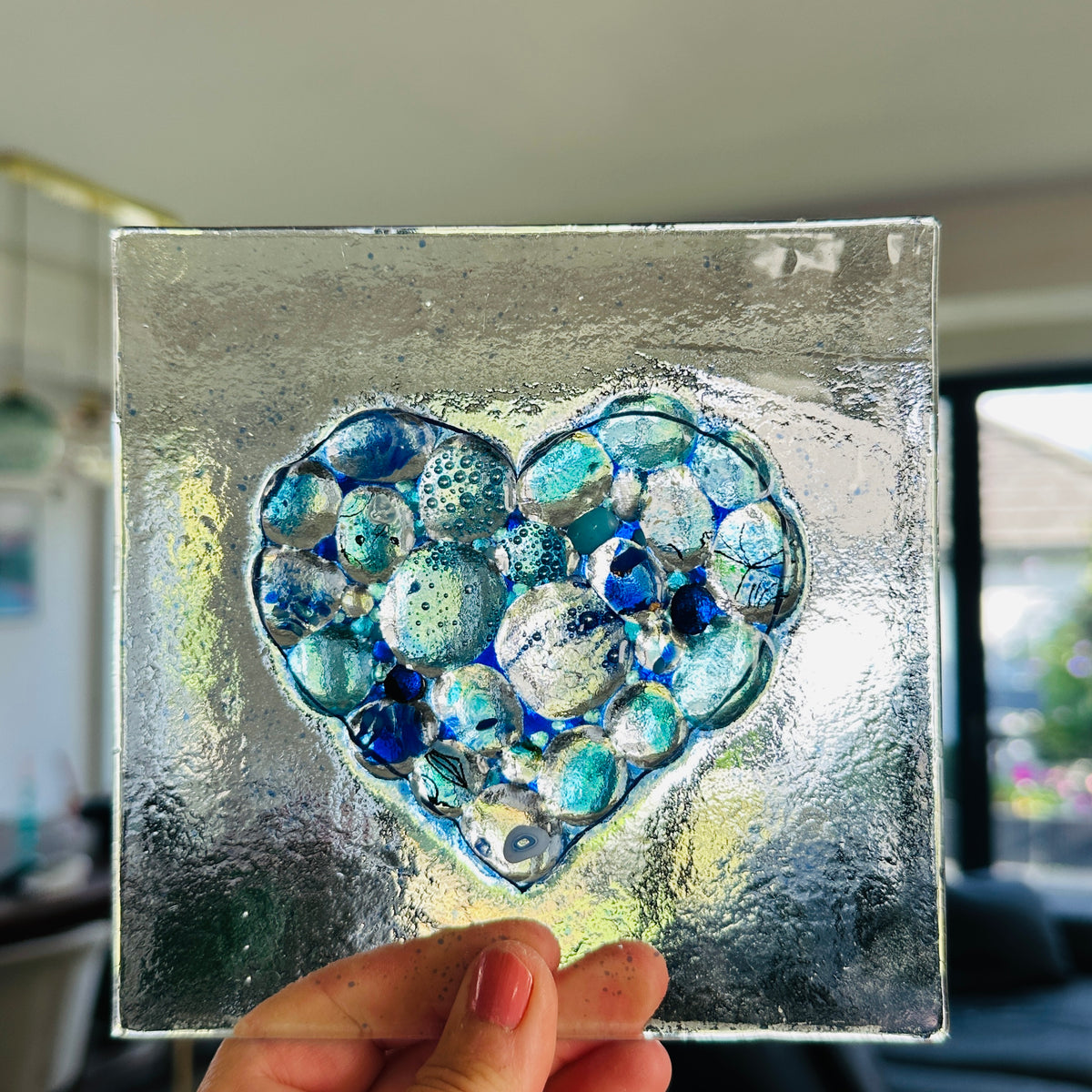 SALE Bubble heart panel in stand ( can request it as a hanger)
