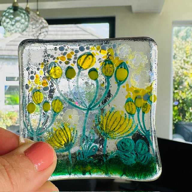 Pink or Yellow summer meadow bowl glass 7cm x 7cm Super Seconds