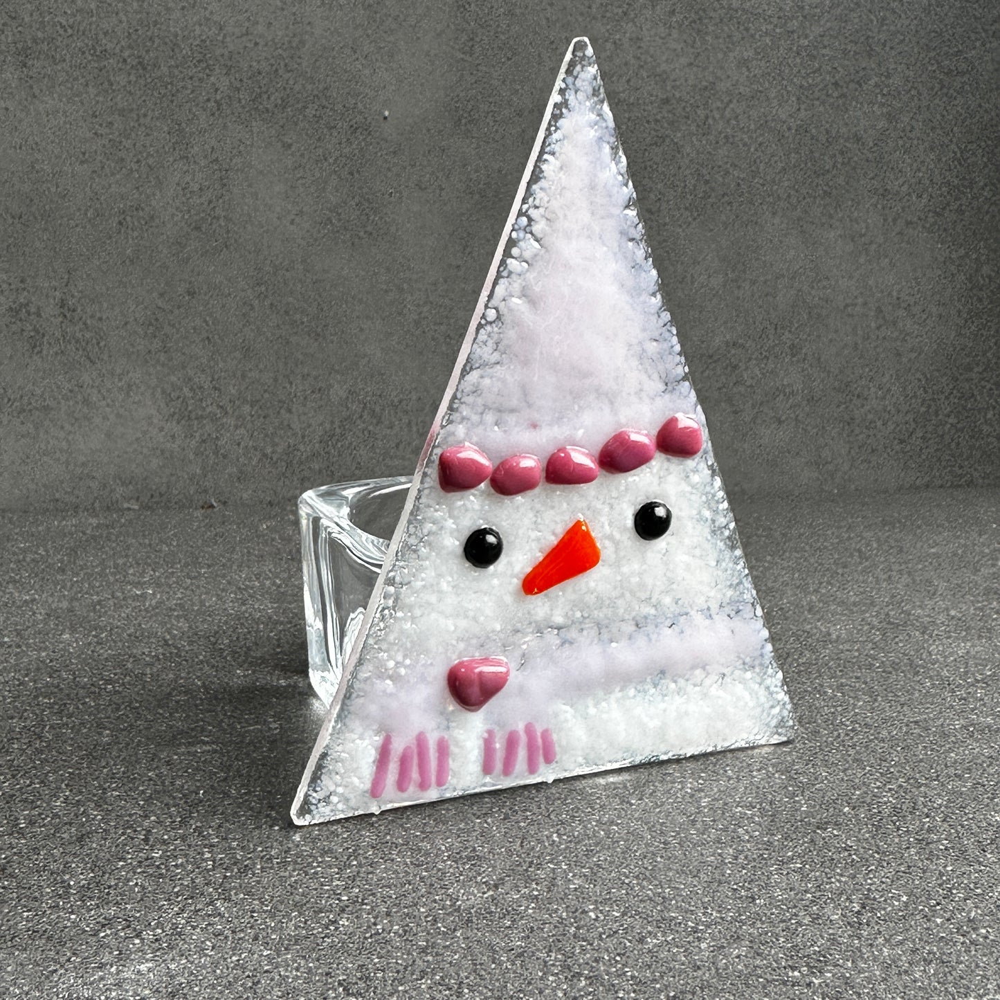 SALE Pink Snowman Christmas Tea Light Holder