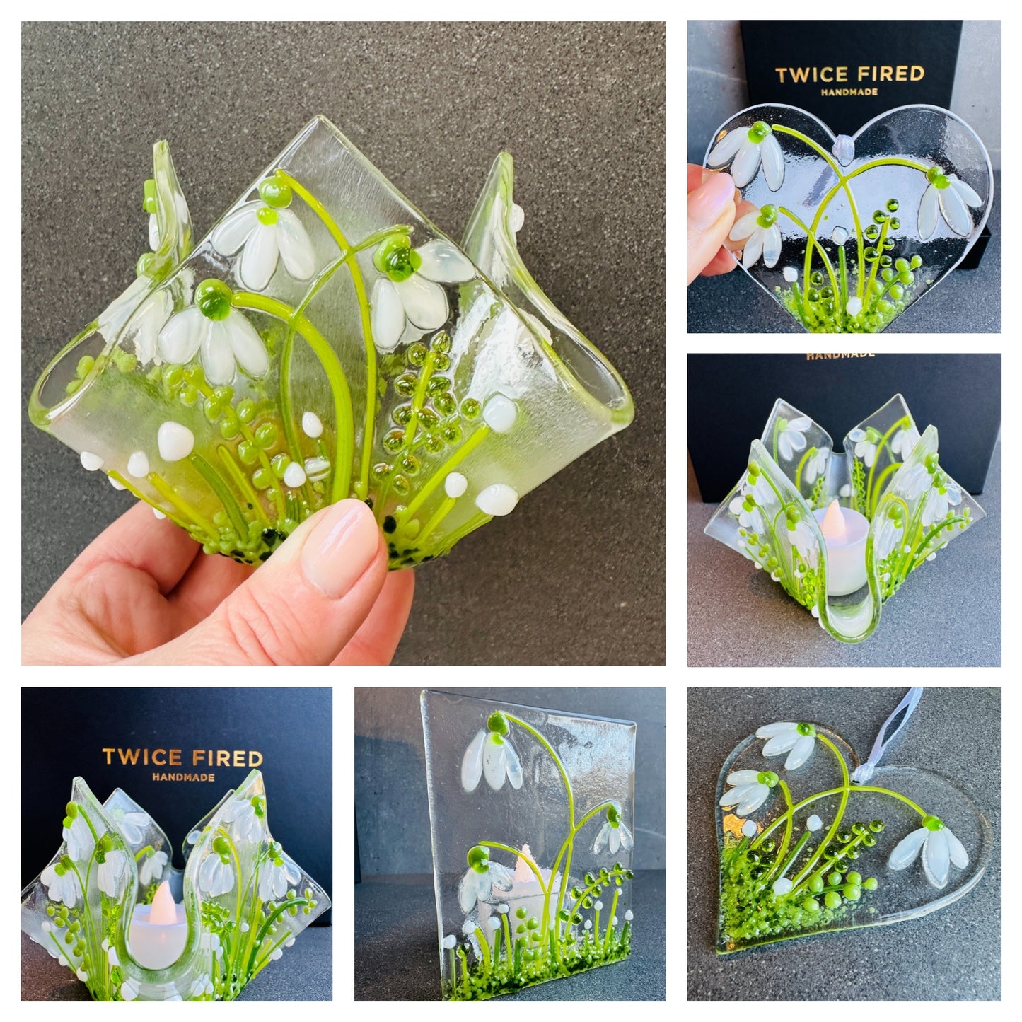 Fused Glass Snowdrop Candle/Tealight Holder craft kit.