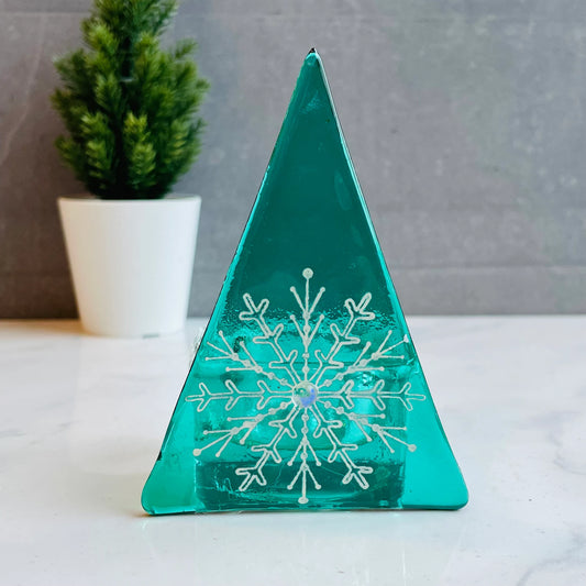 Christmas Tree Tea Light- Snowflake Large Motif Green