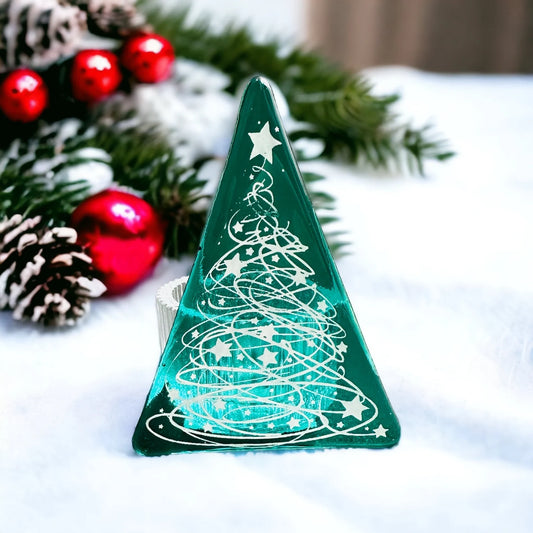 Christmas Tree Tea Light - Tinsel Green