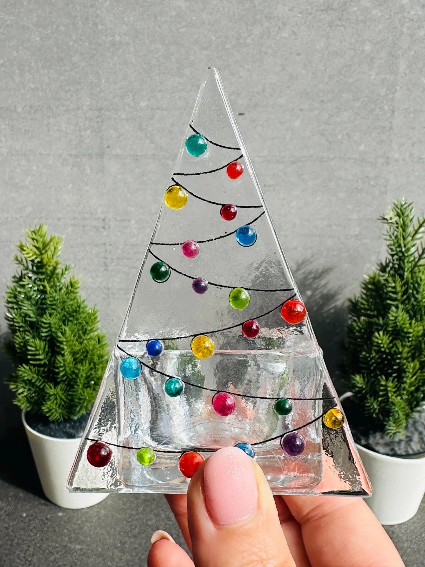 Christmas Tree - Multi Coloured Tea Light Holder