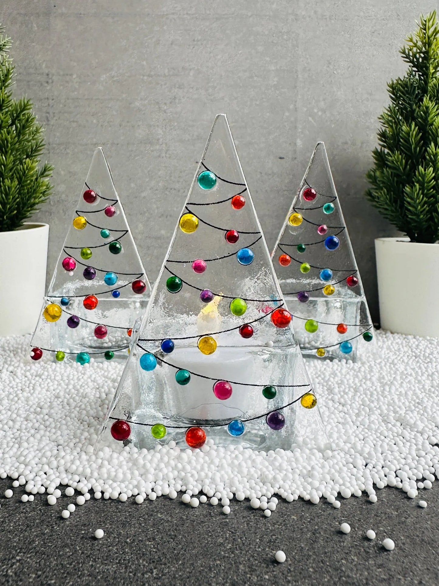 Christmas Tree - Multi Coloured Tea Light Holder