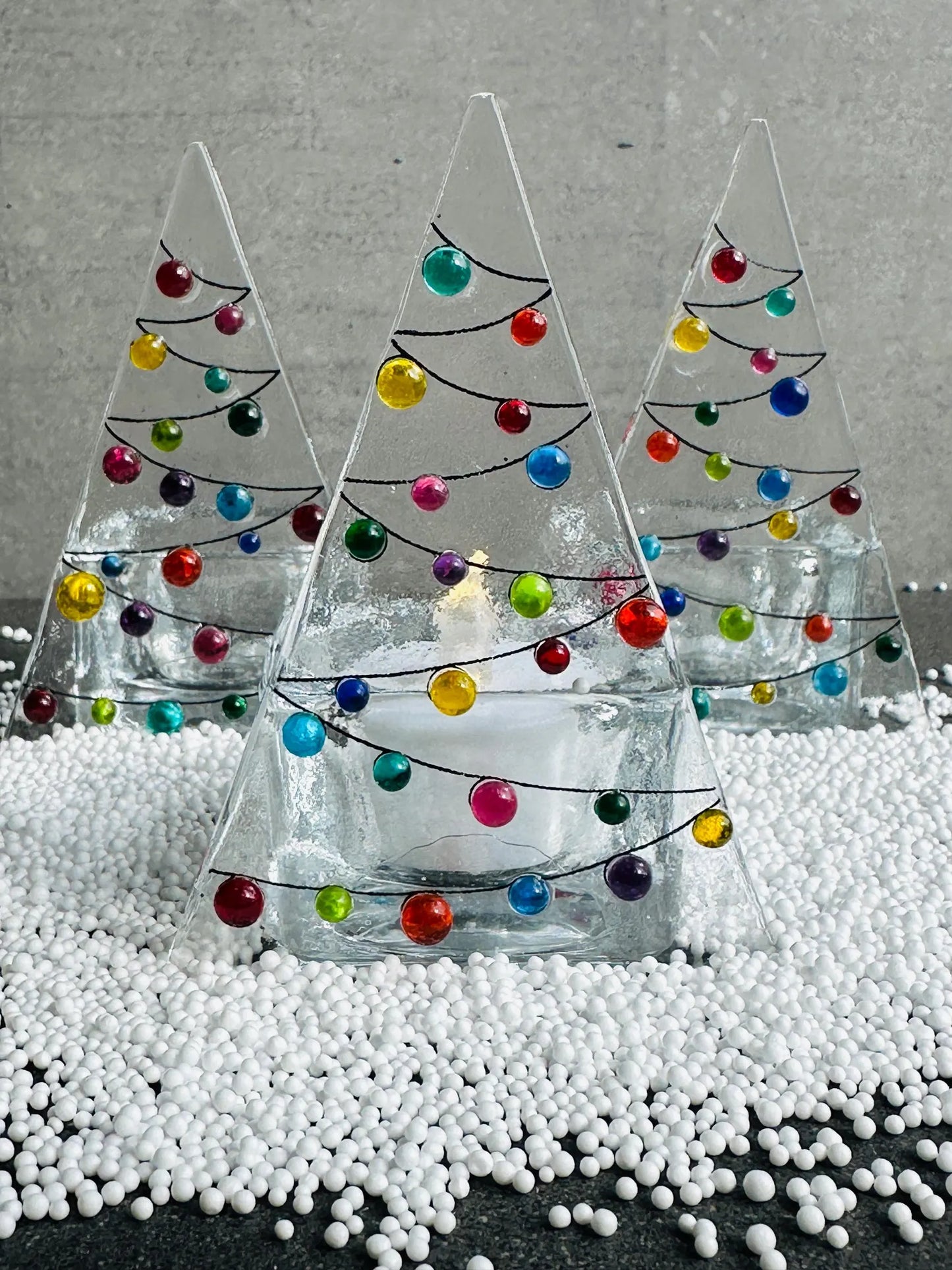 Christmas Tree - Multi Coloured Tea Light Holder