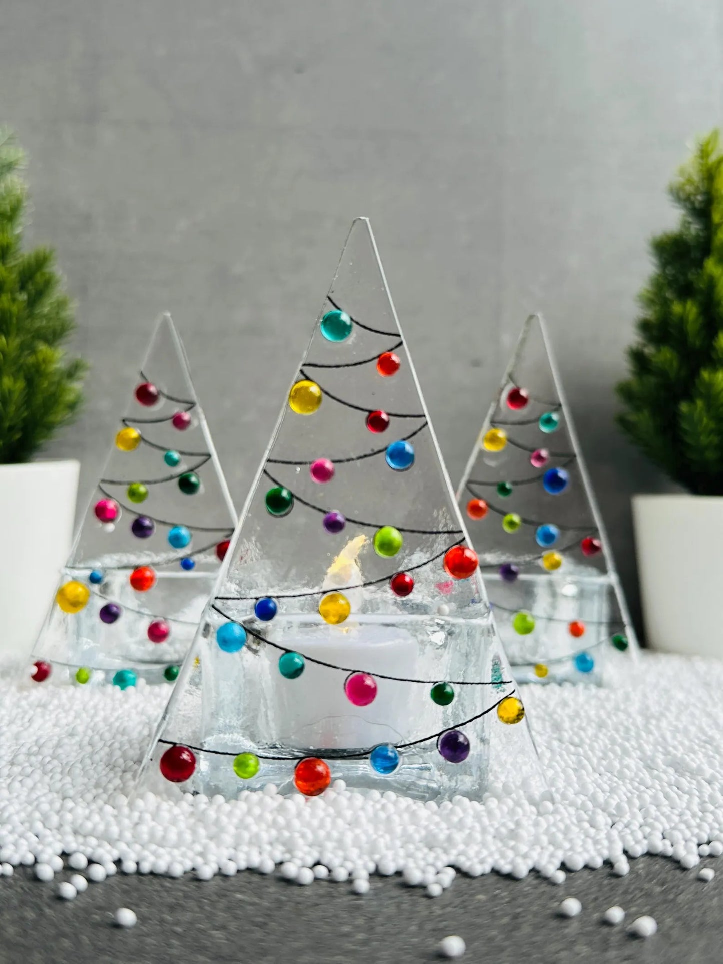 Christmas Tree - Multi Coloured Tea Light Holder