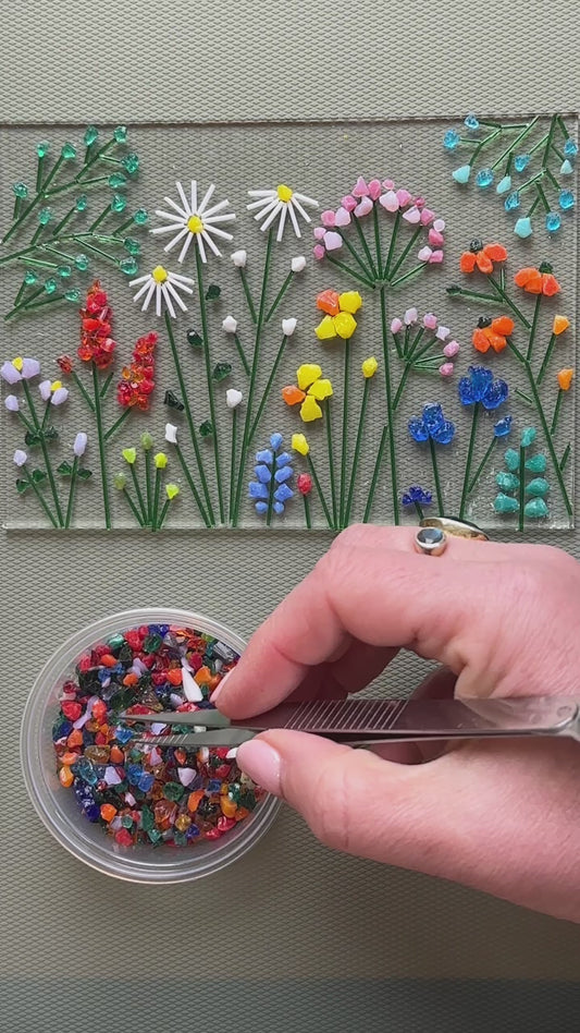 Fused glass spring  floral curve kit